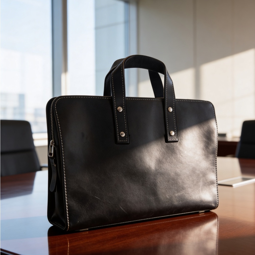 Black Leather Laptop Case/Bag